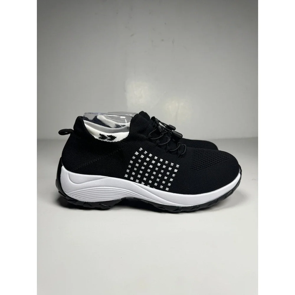 Comfort Wear Ortho Stretch Cushion Sneakers Womens 12 Black White Walking Shoes